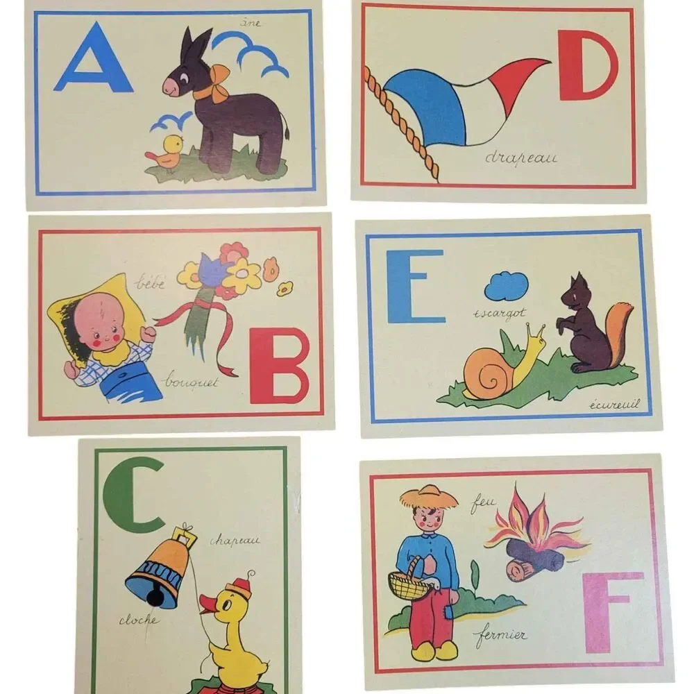ABC French Flash Cards Missing Letter O Cavallini & Co. 2003